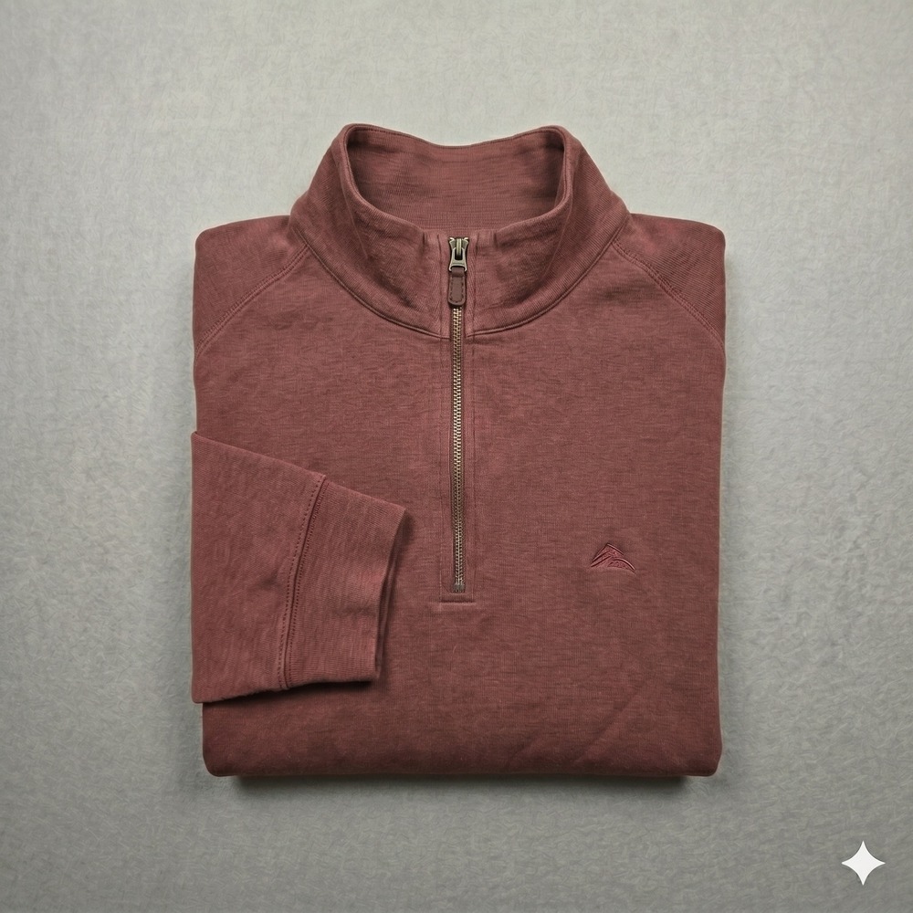 Tommy Bahama Quarter Zip Pullover Sweater Dusty Rose Mauve Men's Large Casual - Picture 3 of 16
